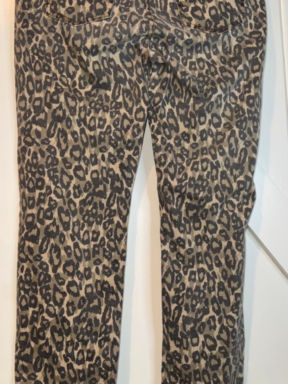 EASEL Leopard Print Wide Leg Pants - Taupe/Black
